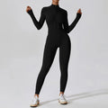 Women's Long Sleeve Yoga Jumpsuit - Zip Front Workout Bodysuit
