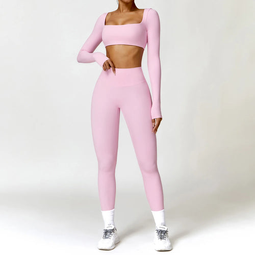 Women's 2-Piece Seamless Yoga Set - Long Sleeve Workout Activewear