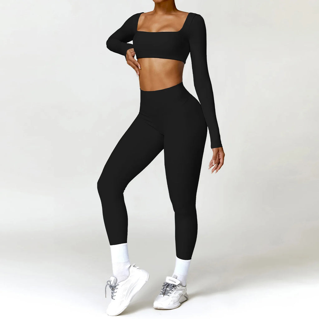 Women's 2-Piece Seamless Yoga Set - Long Sleeve Workout Activewear