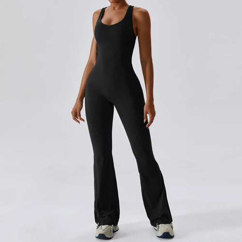 Women's Solid Yoga Jumpsuit - One Piece Fitness Bodysuit