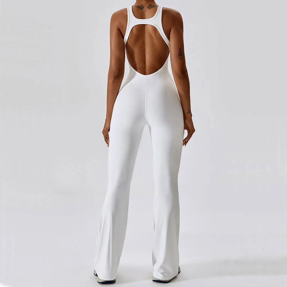 Women's Solid Yoga Jumpsuit - One Piece Fitness Bodysuit