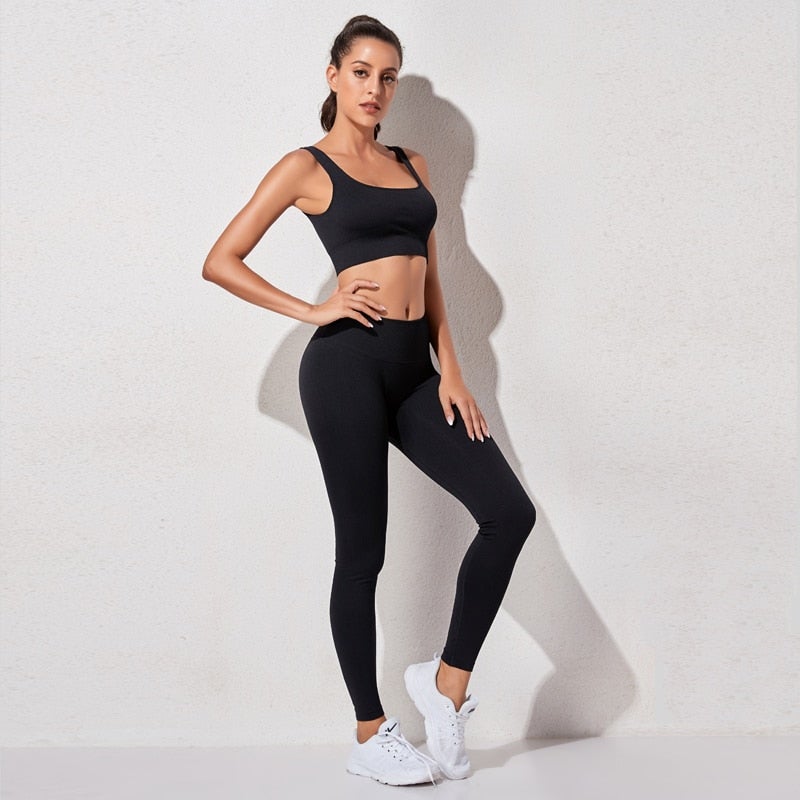 Women's High-Waist Sports Bra & Legging Set - Gym Clothing