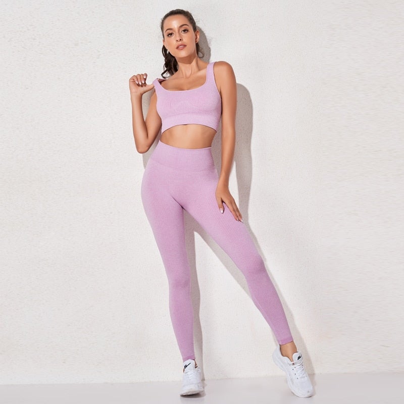 Women's High-Waist Sports Bra & Legging Set - Gym Clothing