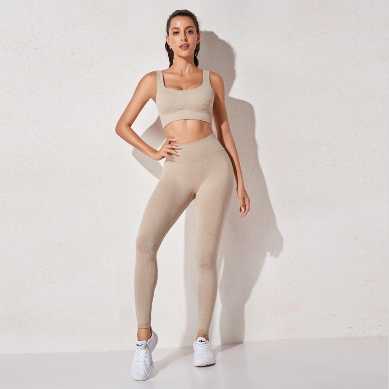 Women's High-Waist Sports Bra & Legging Set - Gym Clothing