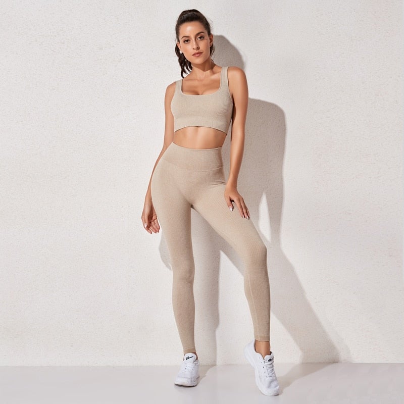 Women's High-Waist Sports Bra & Legging Set - Gym Clothing